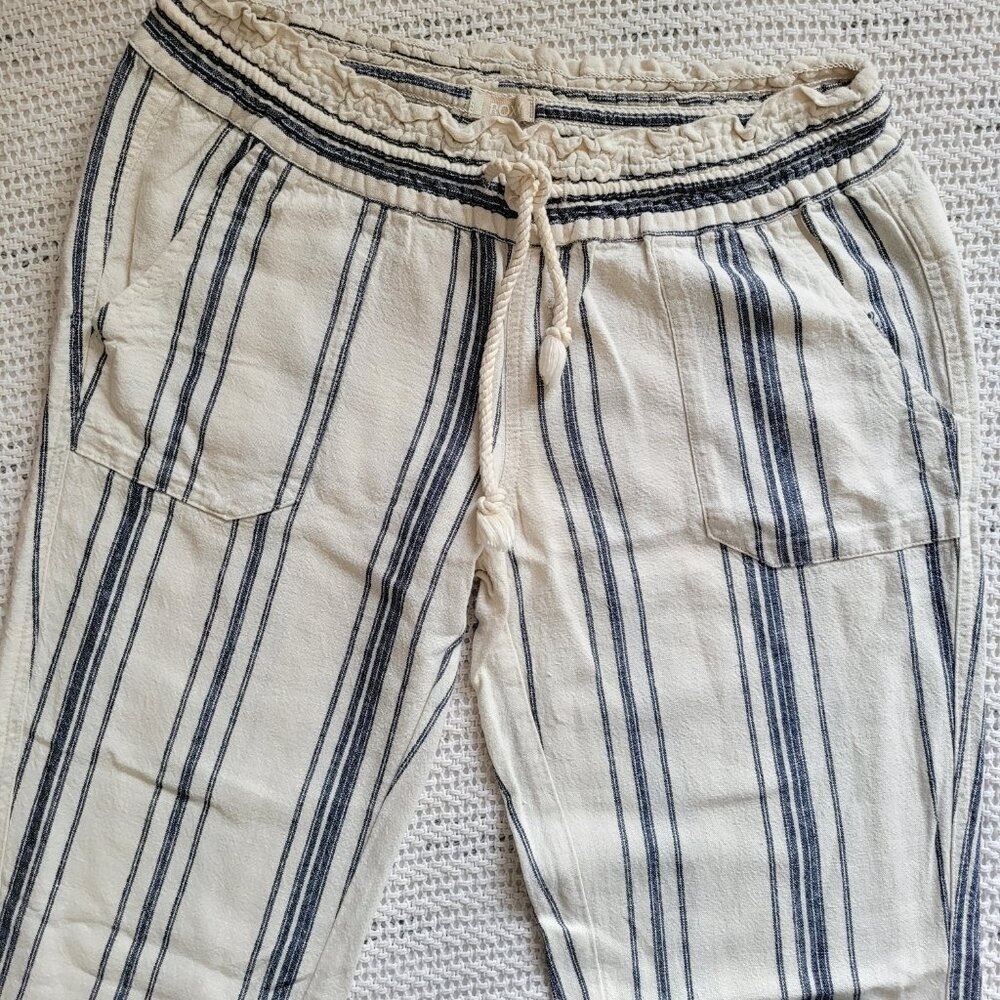 Roxy Oceanside Stripes Linen Drawstring Pants - image 5